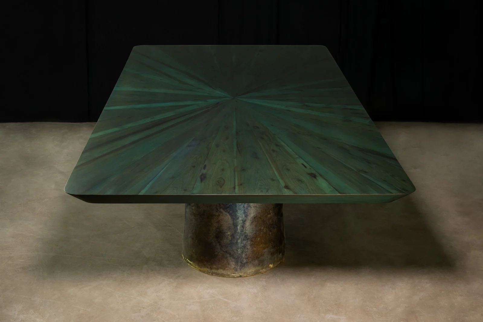 Cast Bronze and Wood Twin-pedestal Dining Table By Costantini, Benone Indigo — 7