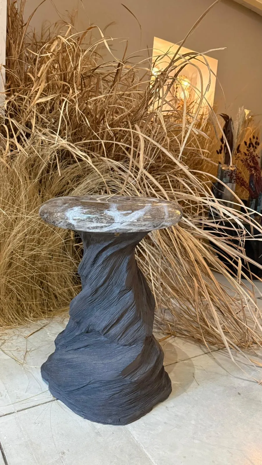 Isla No 1 - Sculptural Table In Stoneware & Hand-blown Glass — 5