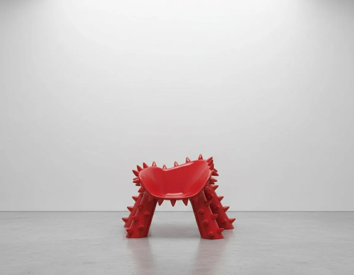 Be Careful Chair by Ryan, hand-cast resin with individually shaped spikes, high-gloss finish