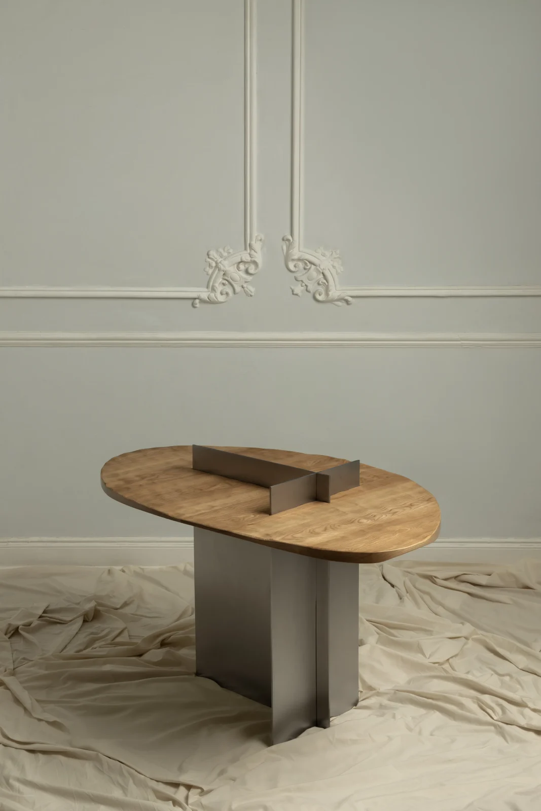 Fision Oak And Steel Dining Table — 1