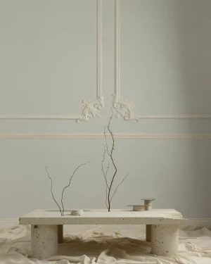 Atlantis sculptural coffee table in hand-carved cantera stone by Toro Manifesto