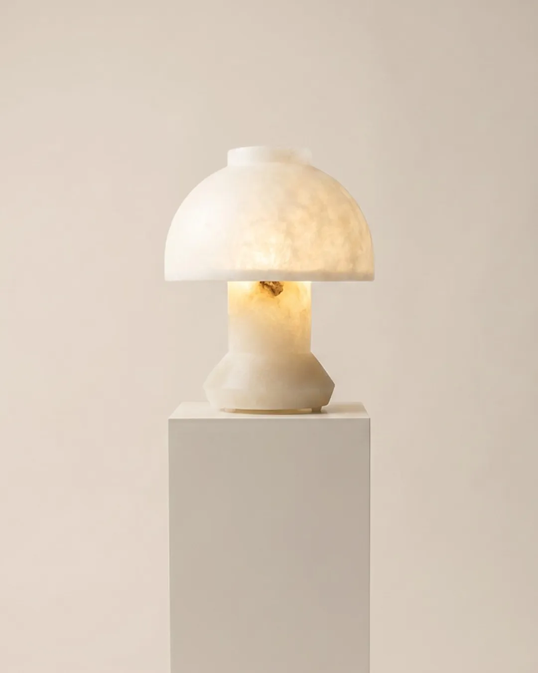 Umbra alabaster table lamp with dark brown base by Luis Gimeno