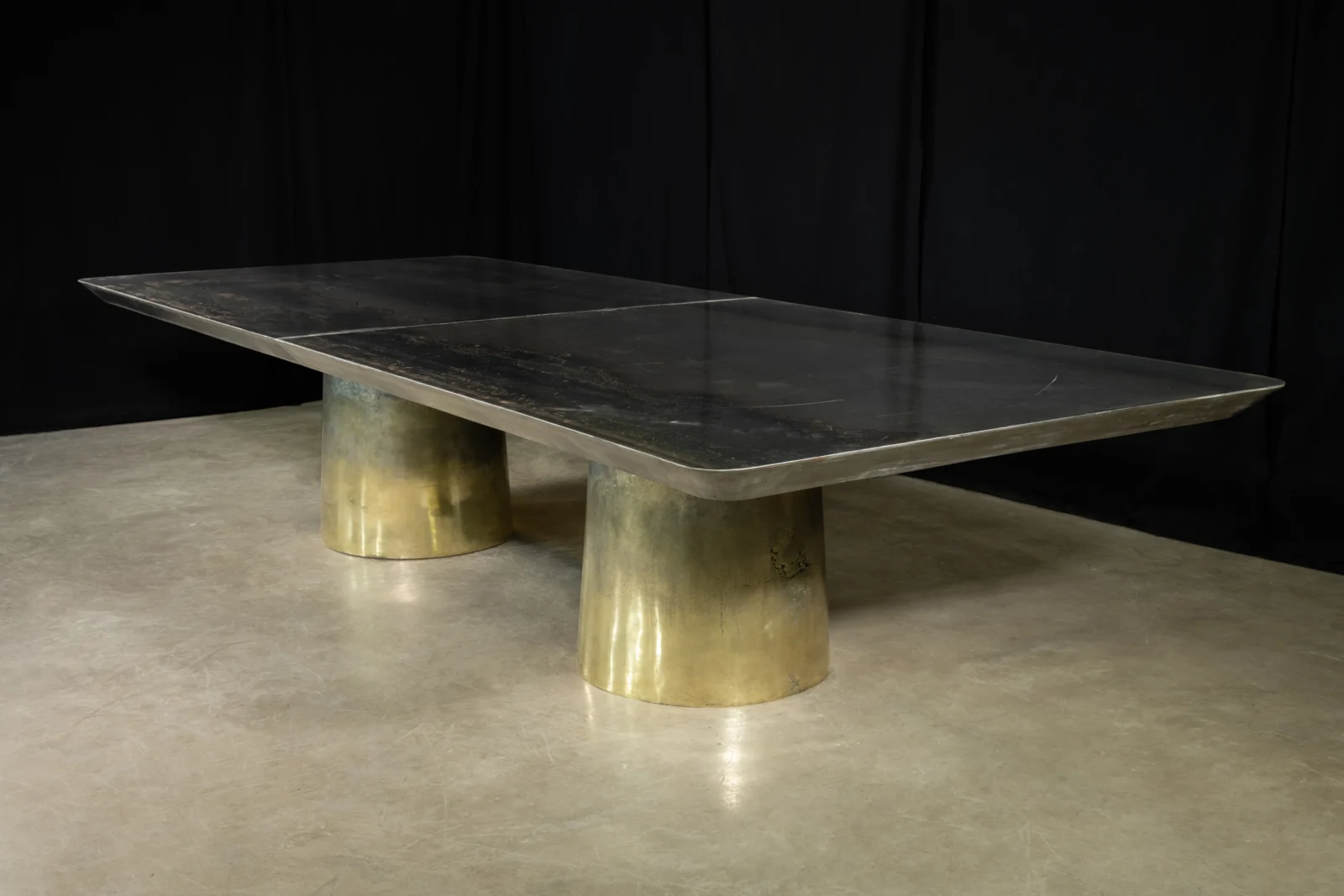 Cast Bronze and Metal Twin-pedestal Dining Table By Costantini, Benone — 2