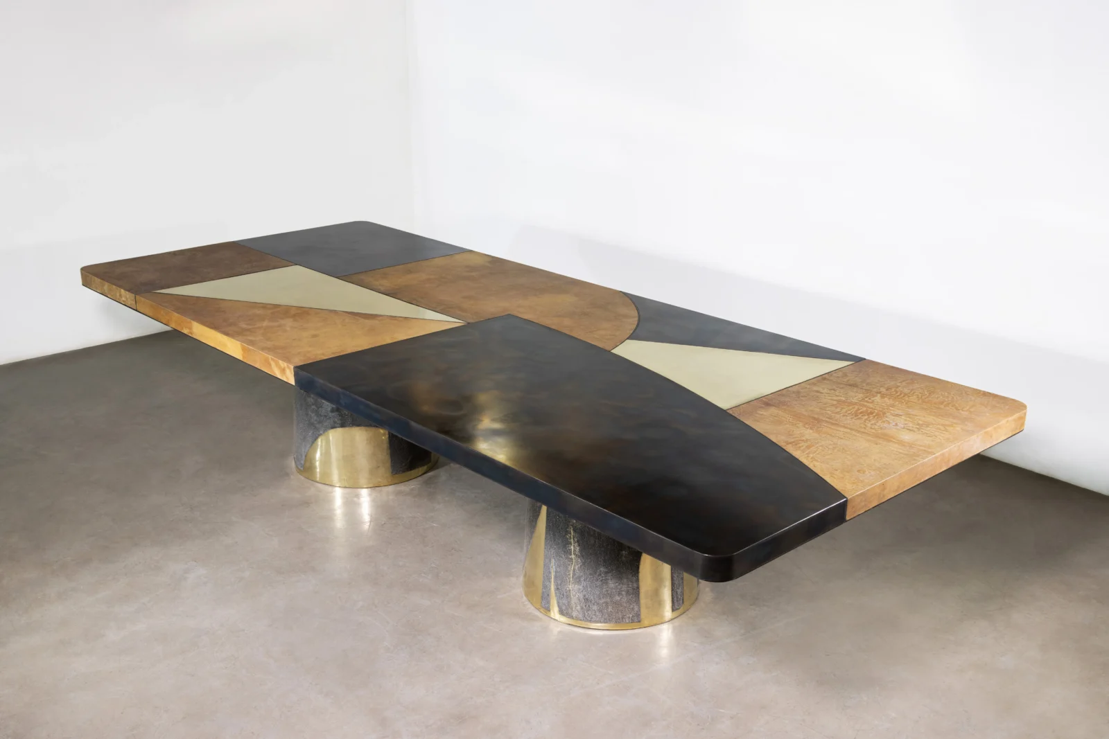 Cast Bronze, Parchment, Torched Steel, And Bronze Twin-pedestal Dining Table By Costantini, Benone — 5