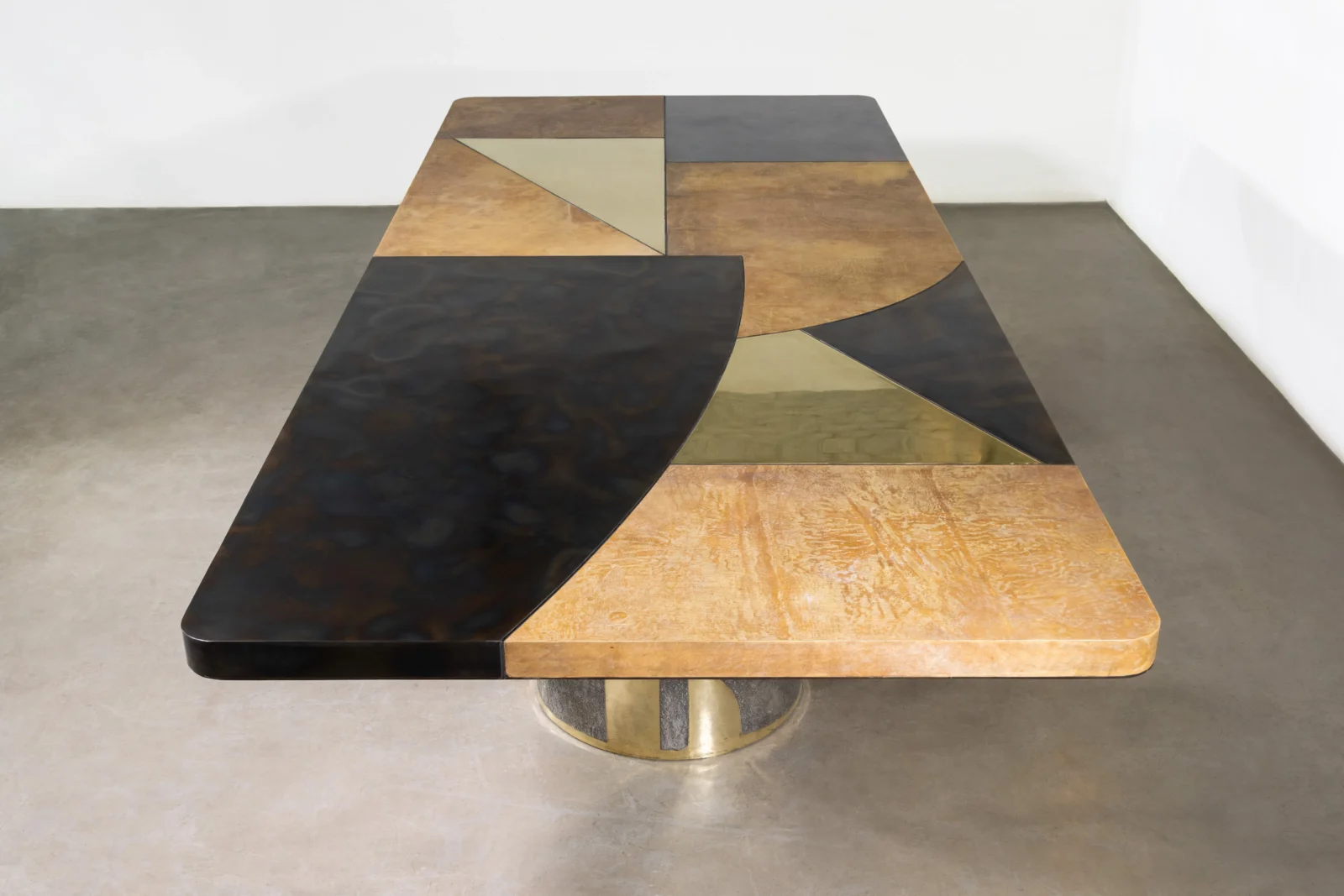 Cast Bronze, Parchment, Torched Steel, And Bronze Twin-pedestal Dining Table By Costantini, Benone — 7