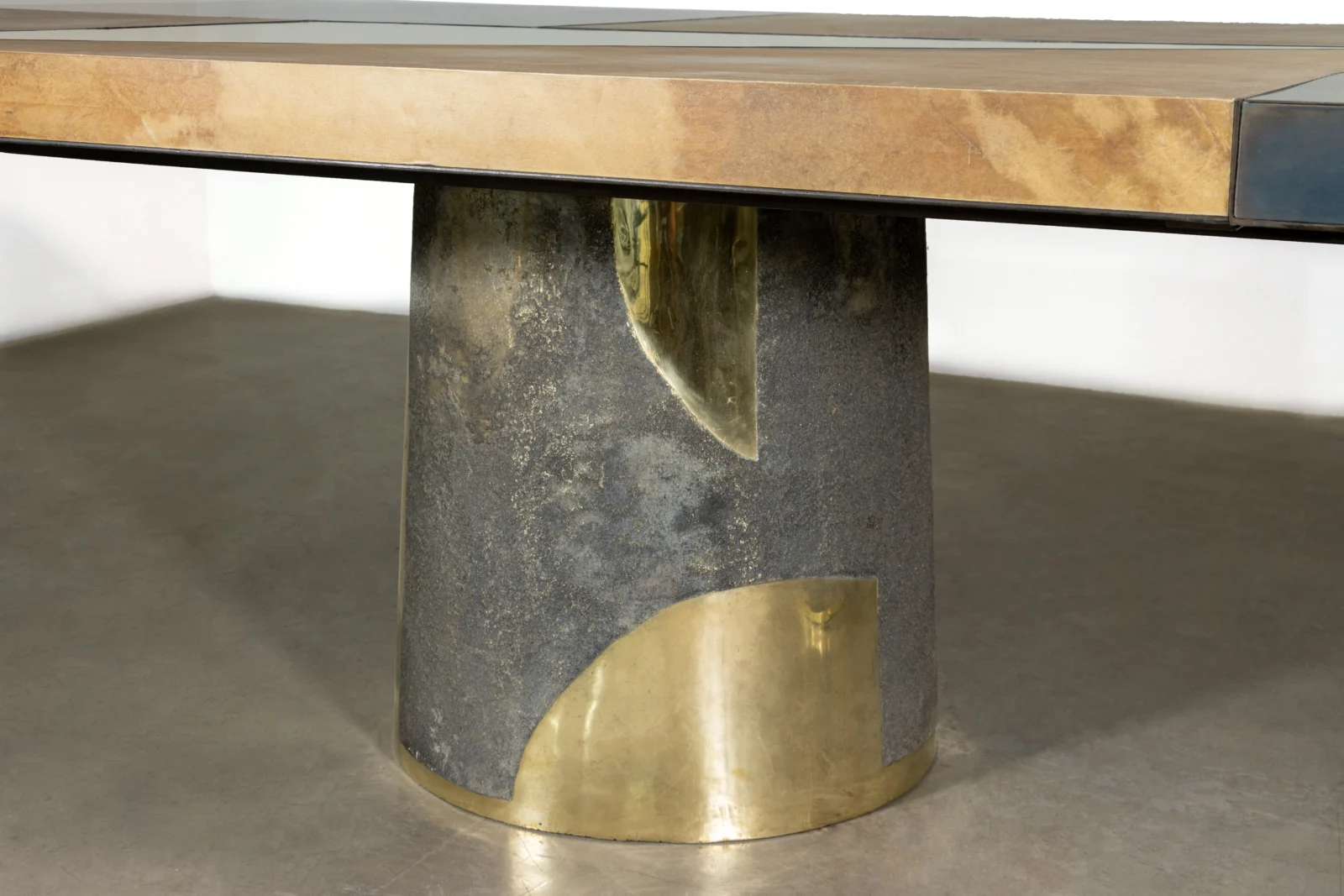 Cast Bronze, Parchment, Torched Steel, And Bronze Twin-pedestal Dining Table By Costantini, Benone — 10