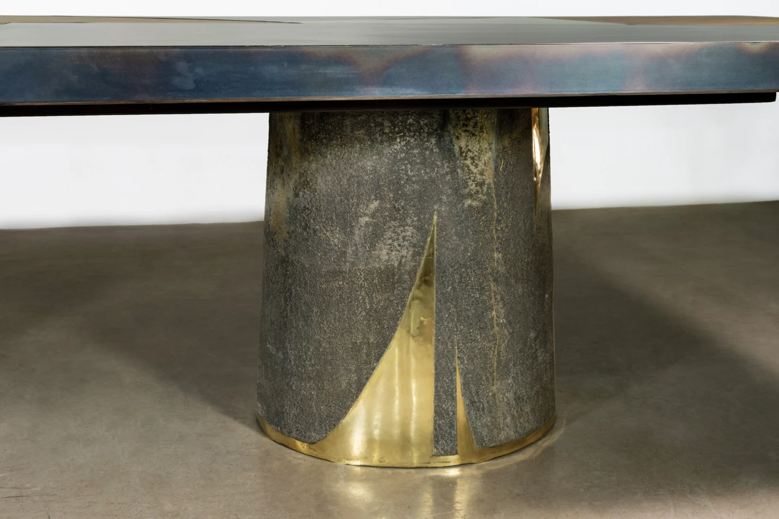 Cast Bronze, Parchment, Torched Steel, And Bronze Twin-pedestal Dining Table By Costantini, Benone — 11