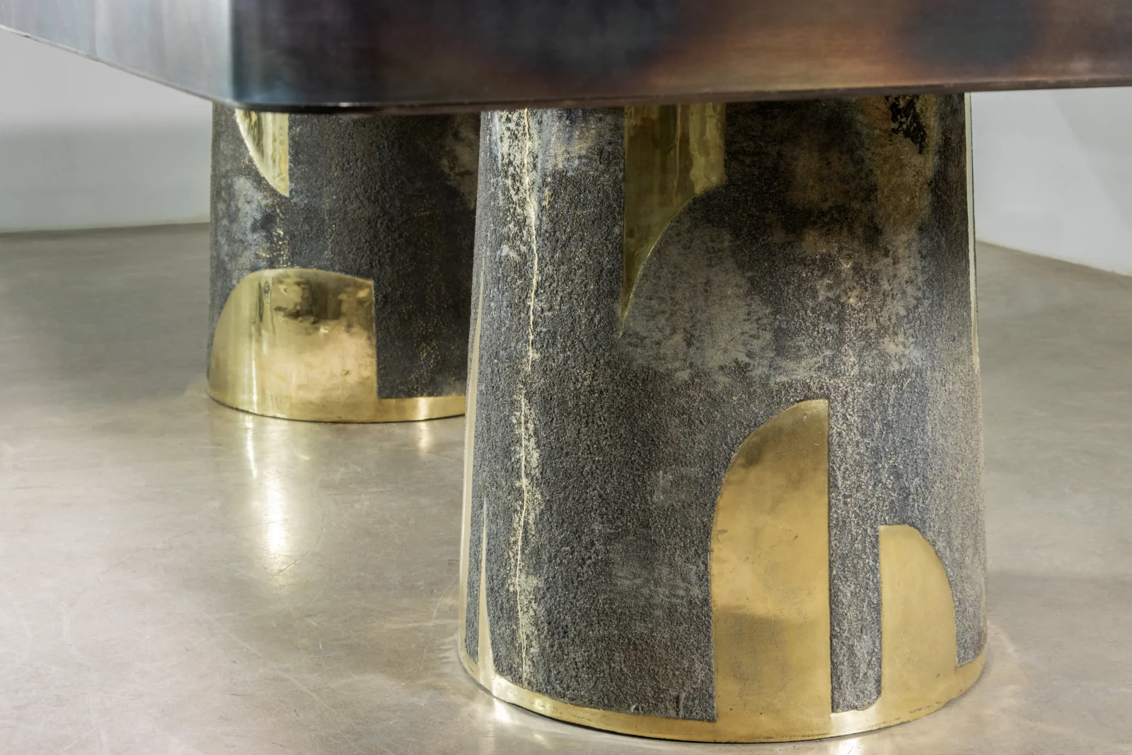 Cast Bronze, Parchment, Torched Steel, And Bronze Twin-pedestal Dining Table By Costantini, Benone — 12
