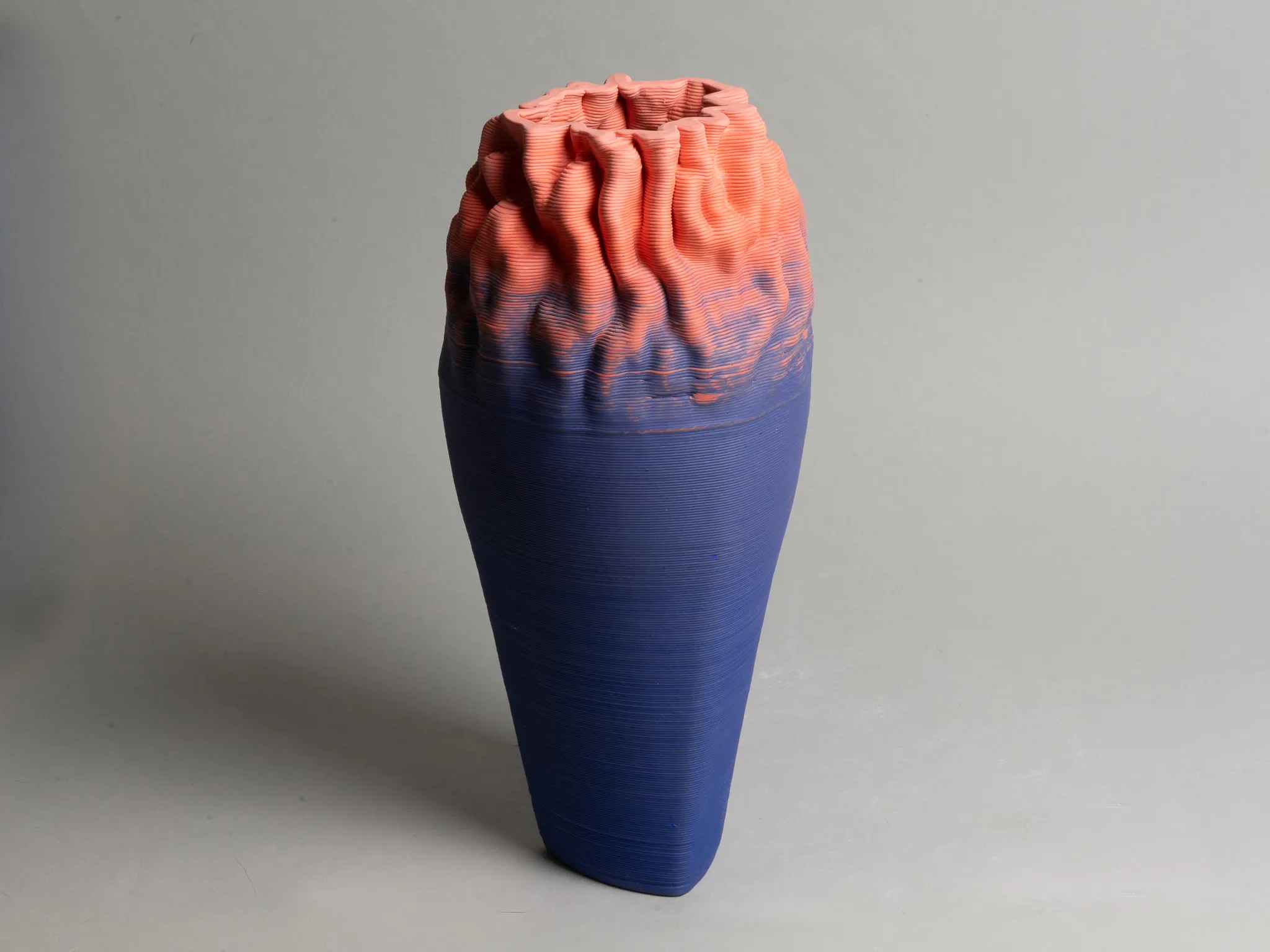 Metaxy Lofty 3D-printed colored porcelain sculptural vase by Layered Ceramics Studio