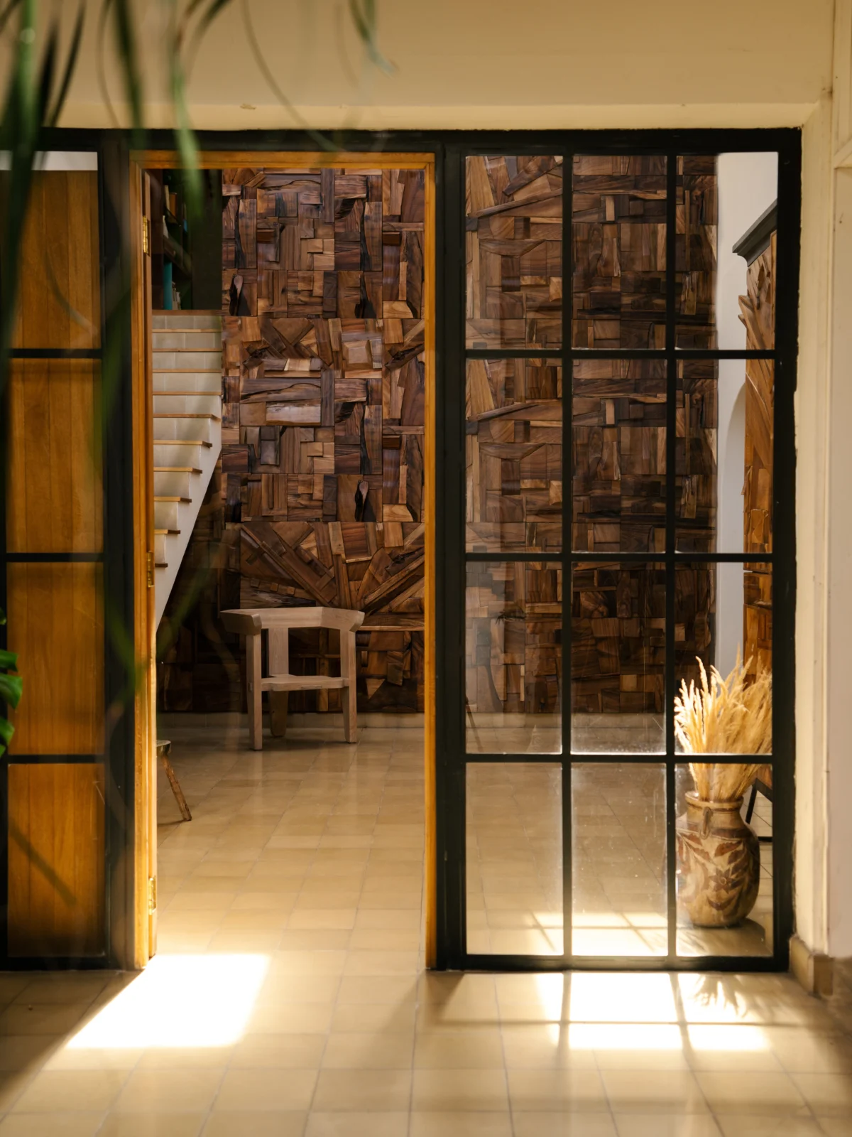 Set Of 2 (large) Brutalist Natural Parota Reclaimed Wood Collage Tiles — 3