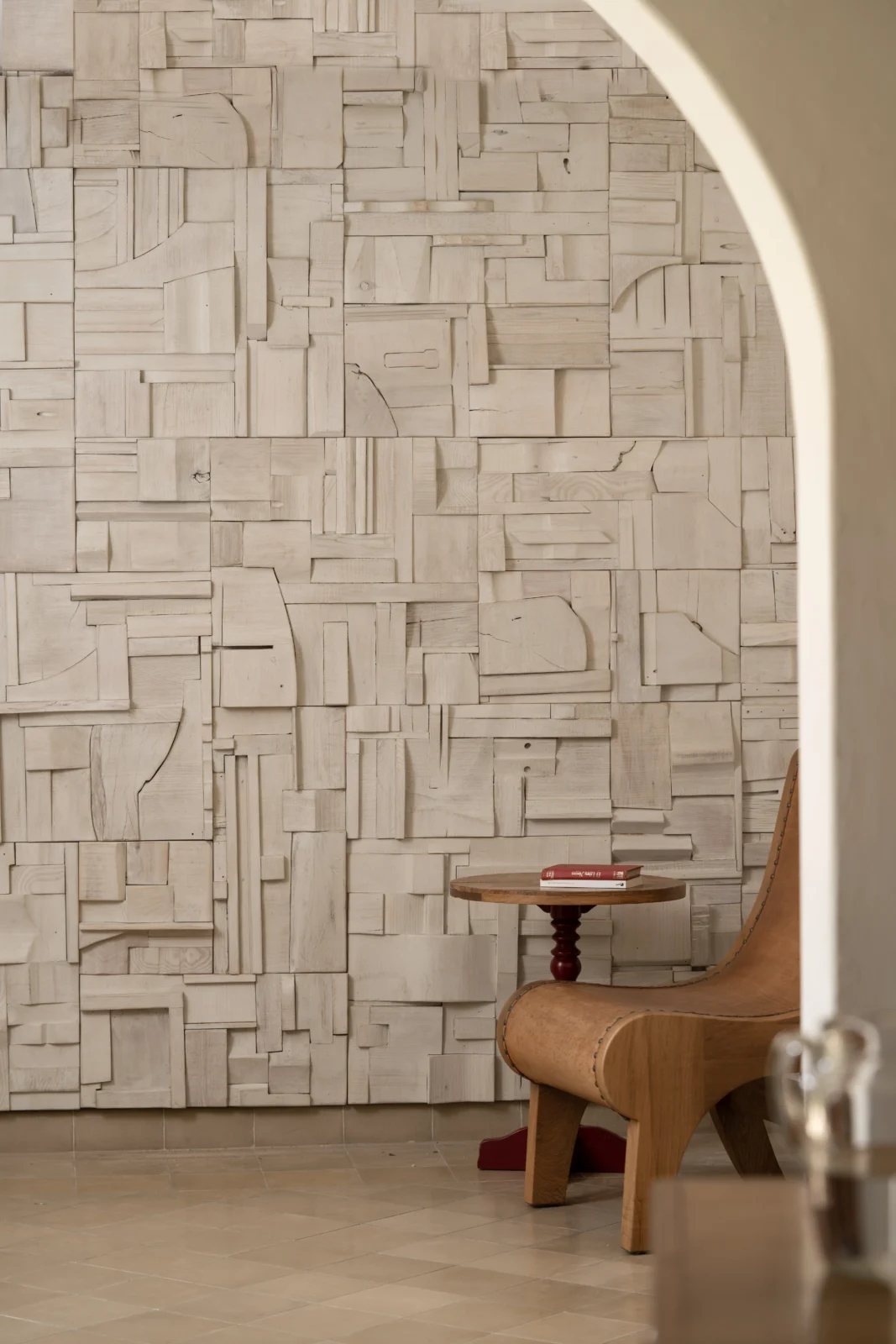Set Of 2 (large) Brutalist White Wash Reclaimed Wood Collage Tiles — 5