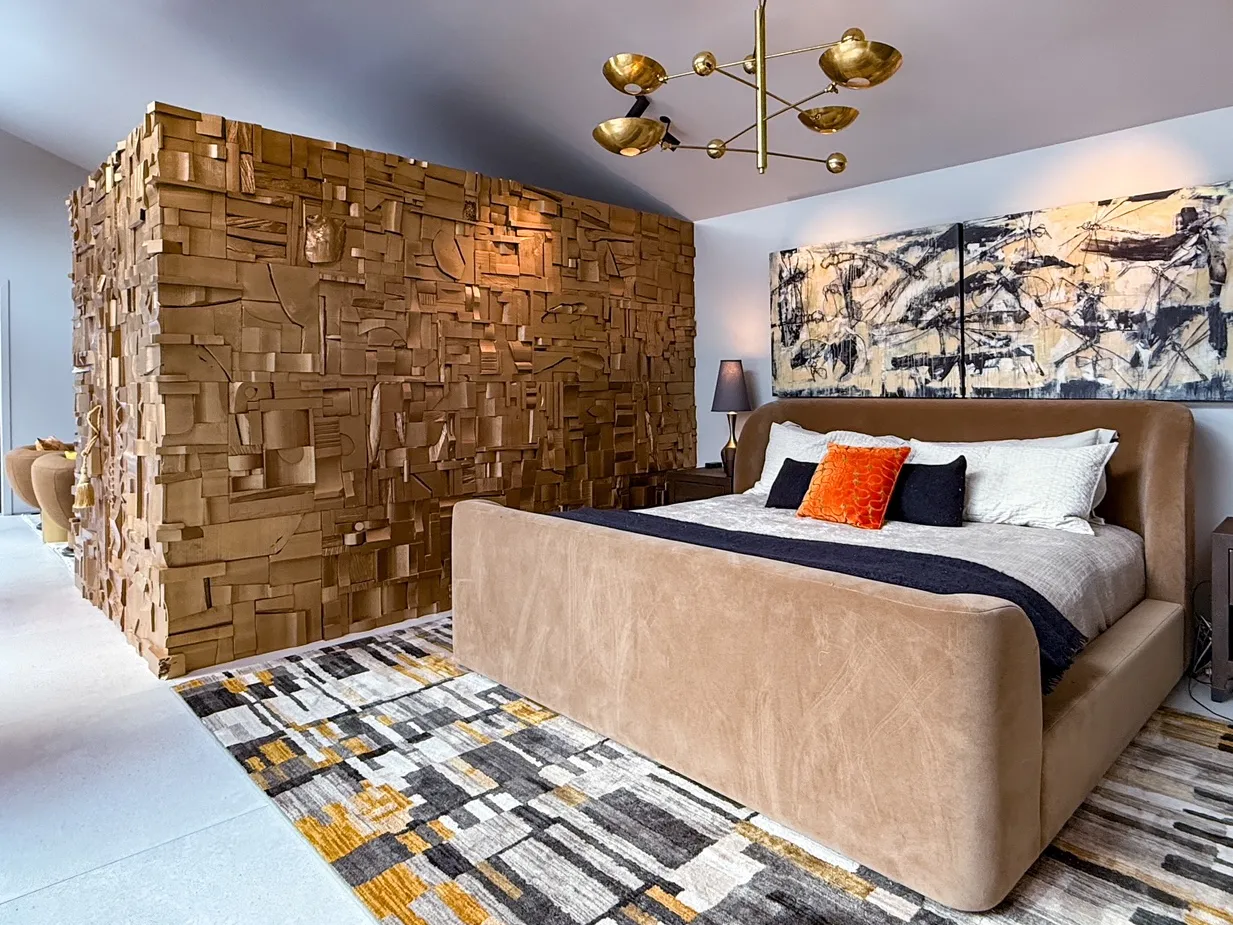 Set Of 4 Brutalist Antique Gold Reclaimed Wood Collage Tiles — 6