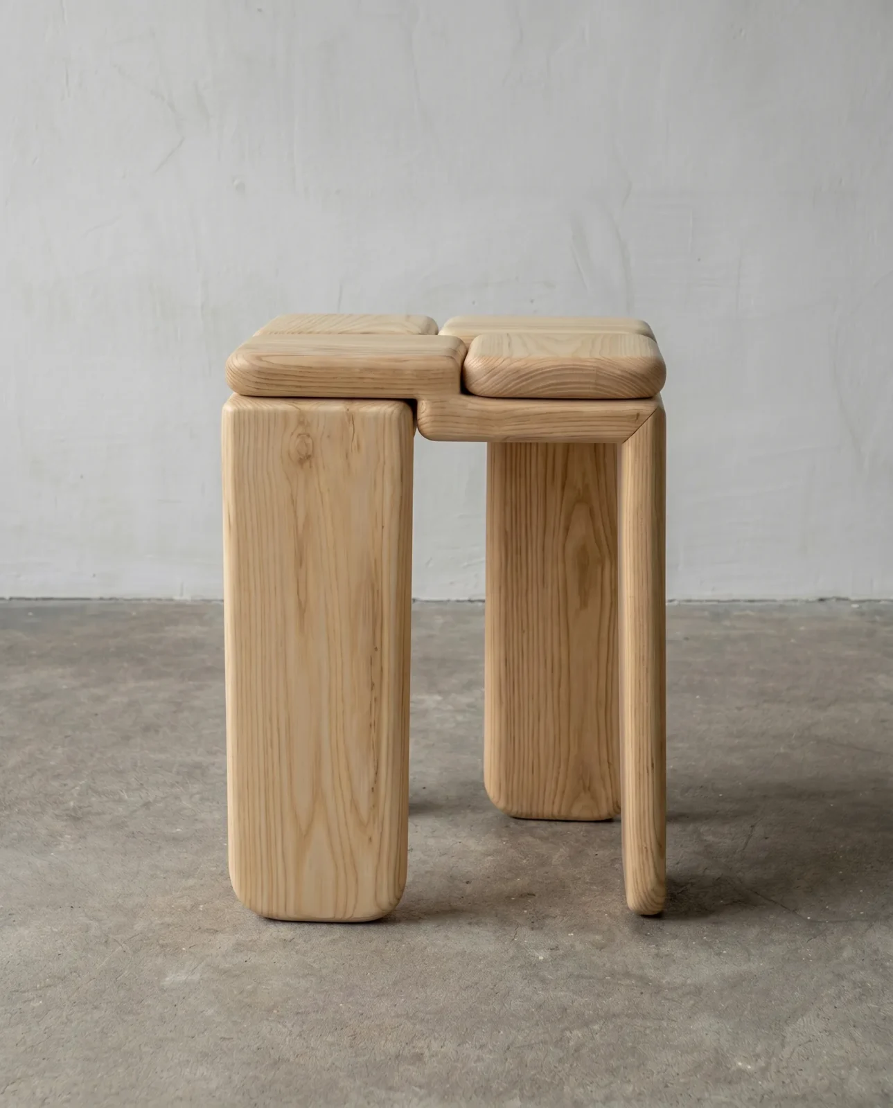 Knot Low Stool / Side Table In Solid Ash Wood — 2
