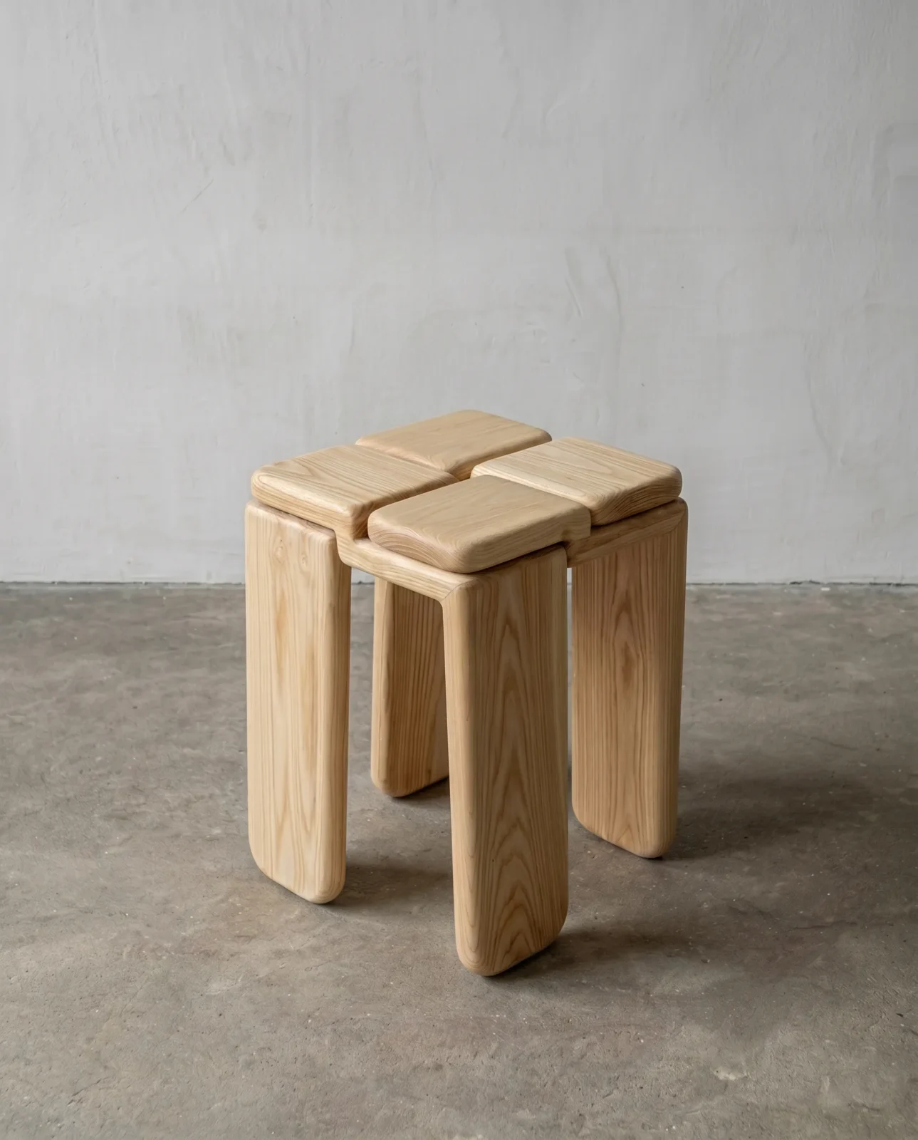 Knot Low Stool / Side Table In Solid Ash Wood — 3