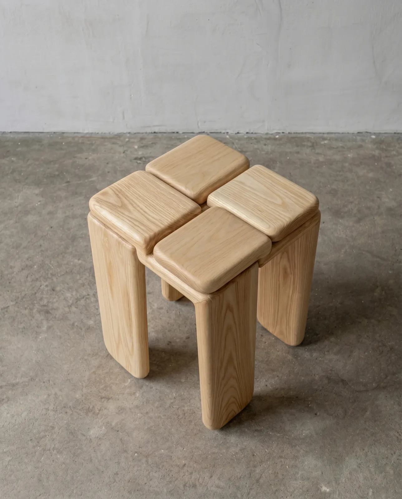 Knot Low Stool / Side Table In Solid Ash Wood — 4