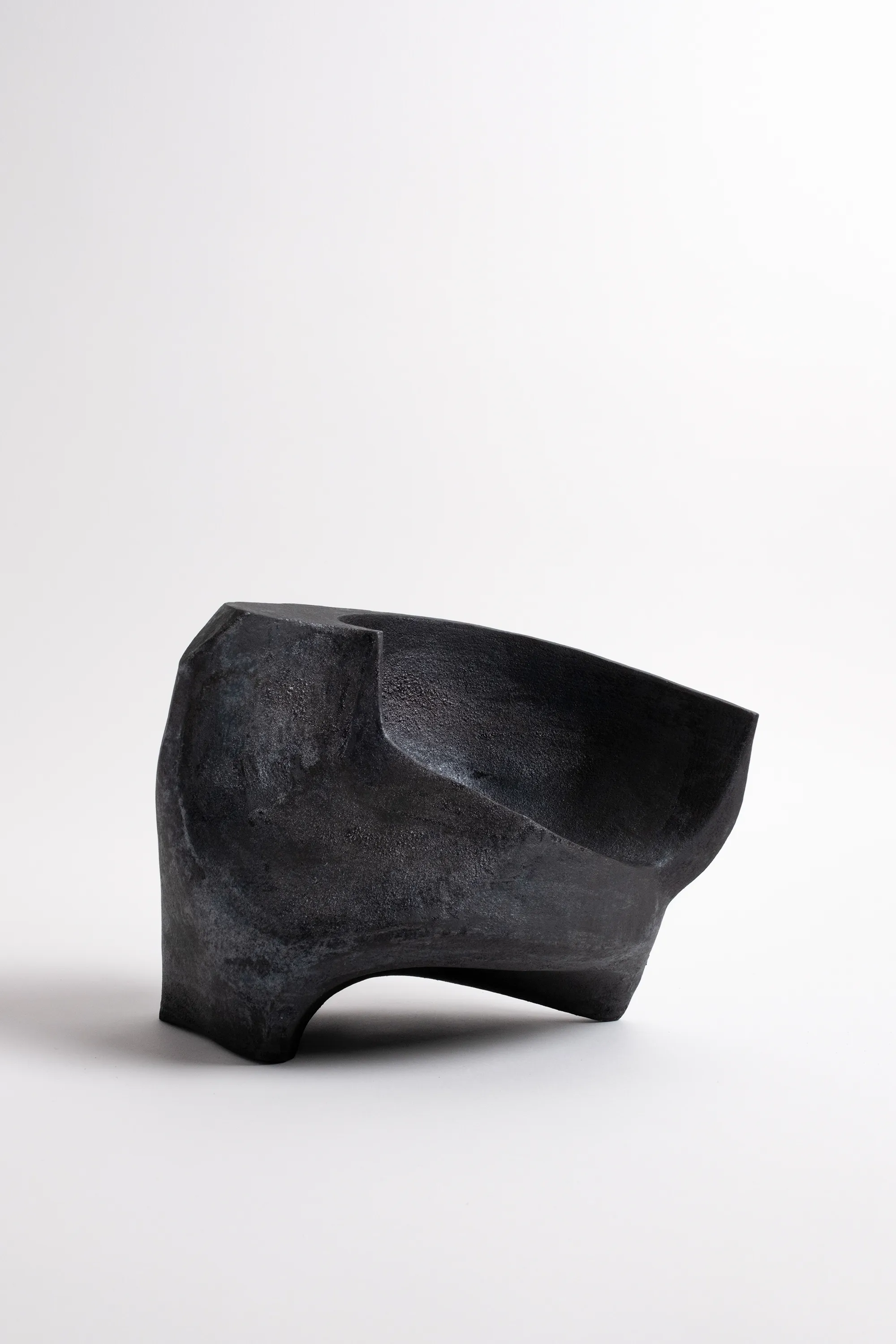 Silent Archive hand-coiled black stoneware abstract sculpture by Stella Arion