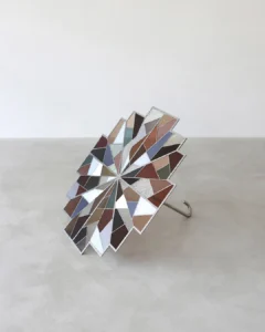 Mosaic Umbrella stained glass and stainless steel sculpture by Undress House