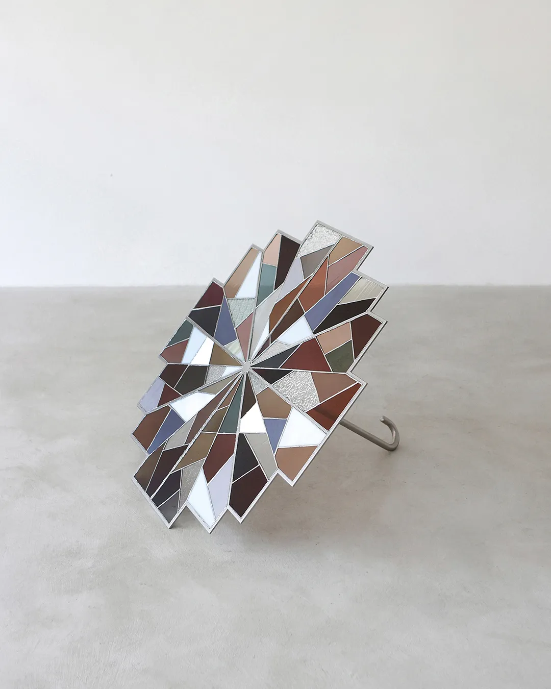 Mosaic Umbrella stained glass and stainless steel sculpture by Undress House
