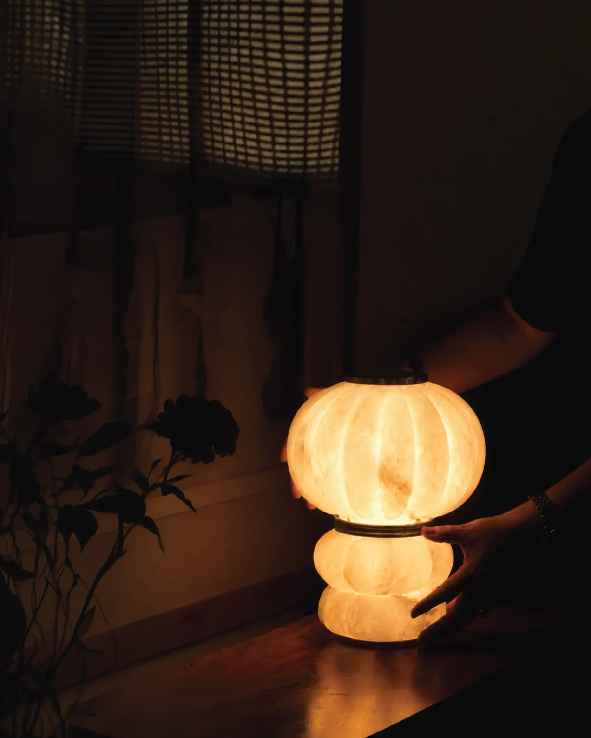 Lunel Table Lamp in Alabaster — 2