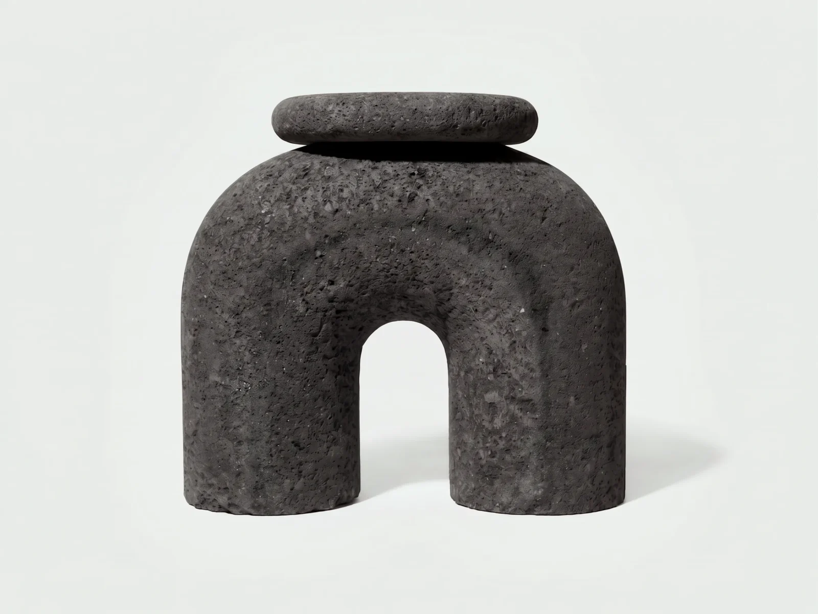 Neolithic Thinker Sculptural Stool Tezontle Volcanic Stone — 6