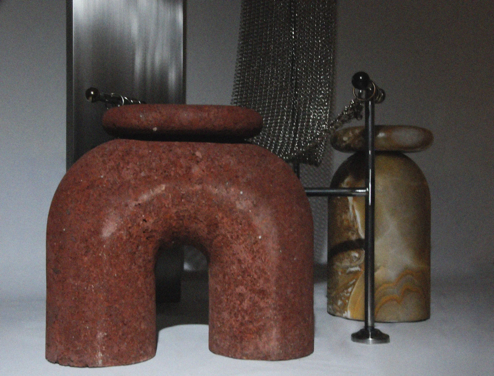 Neolithic Thinker Sculptural Stool Tezontle Volcanic Stone — 5