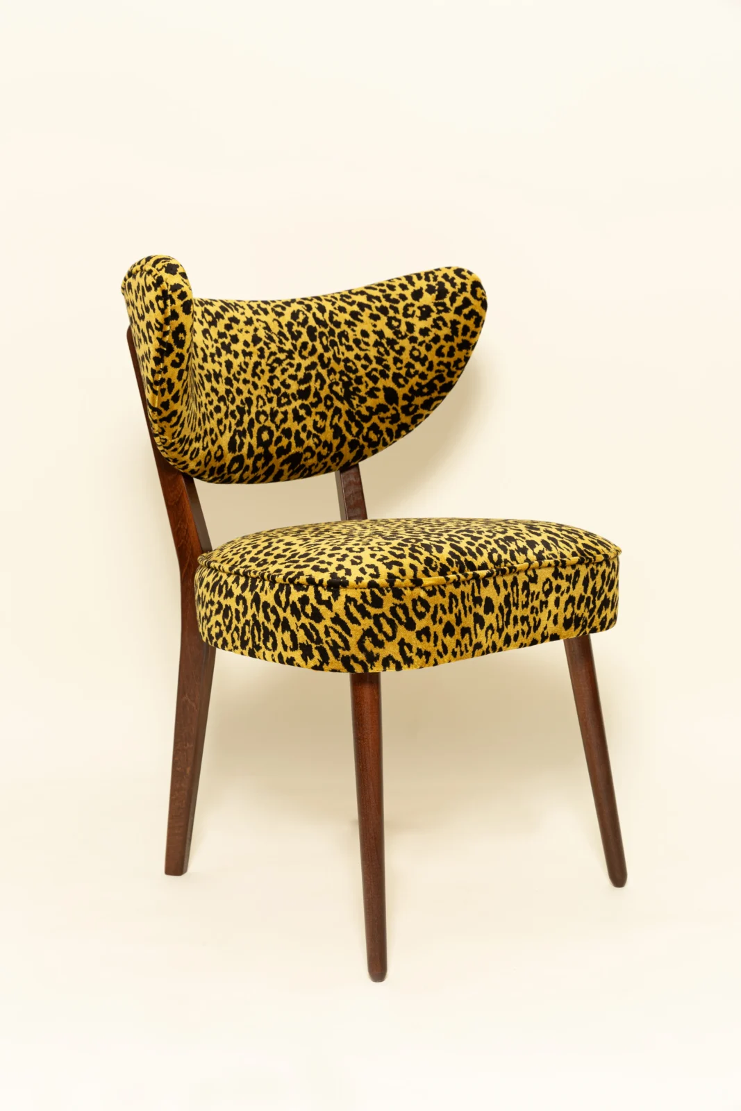 Dining Chair, Leopard Velvet By Edmond Petit, Walnut Wood — 2