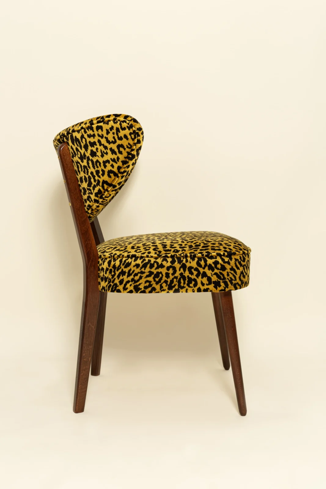 Dining Chair, Leopard Velvet By Edmond Petit, Walnut Wood — 6