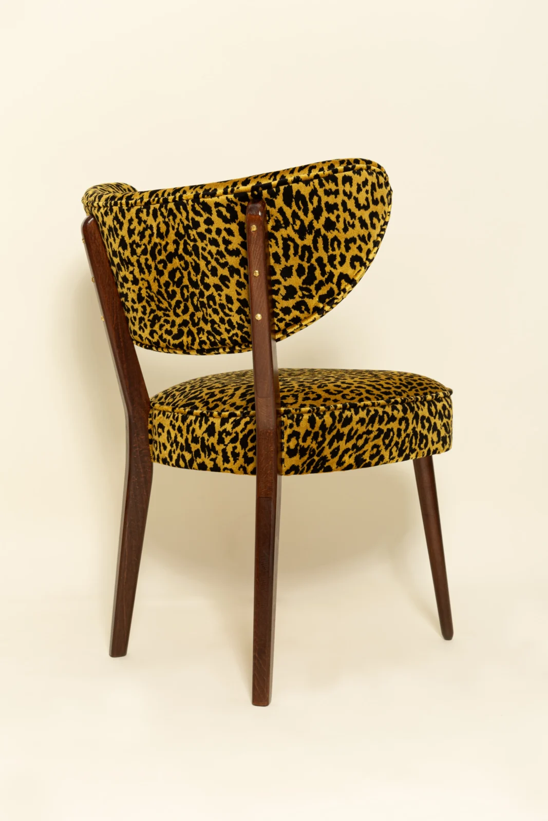 Dining Chair, Leopard Velvet By Edmond Petit, Walnut Wood — 4