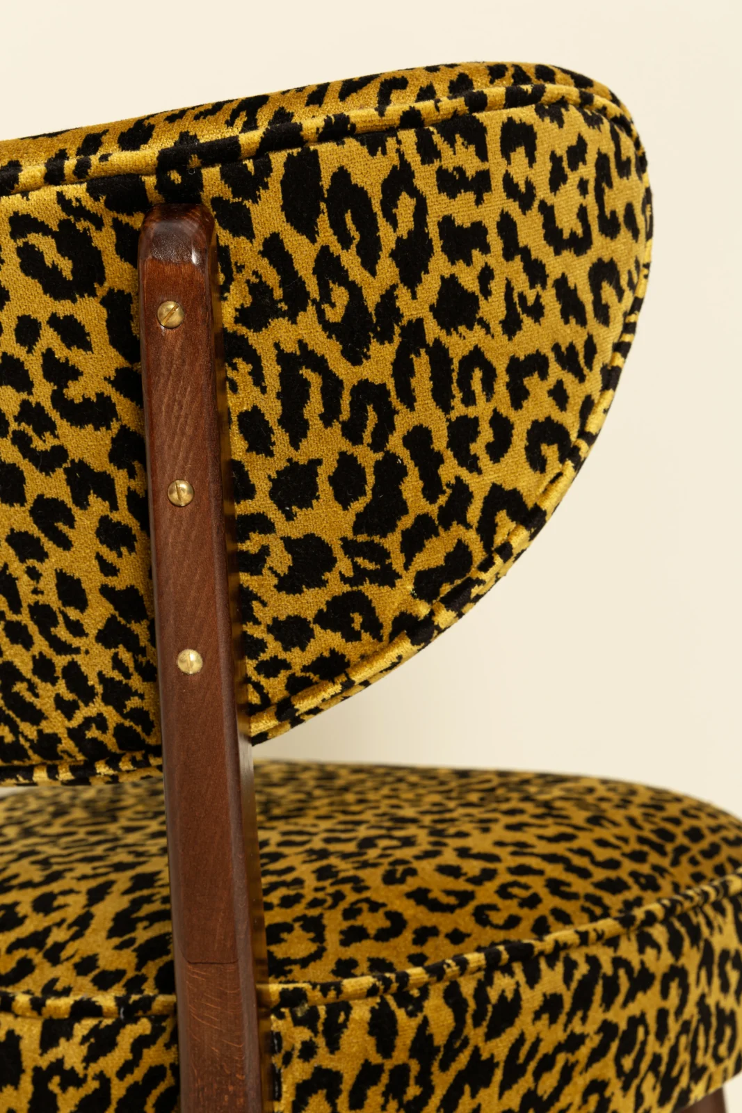 Dining Chair, Leopard Velvet By Edmond Petit, Walnut Wood — 3