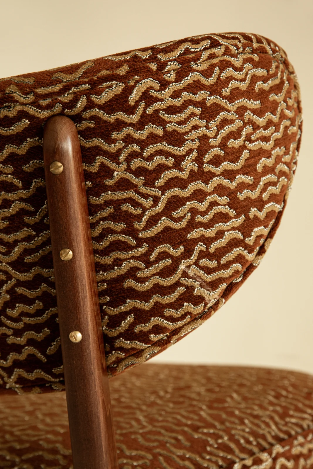 Dining Chair, Le Chant Des Dunes Pierre Frey, Walnut Wood, Vintola Studio — 6