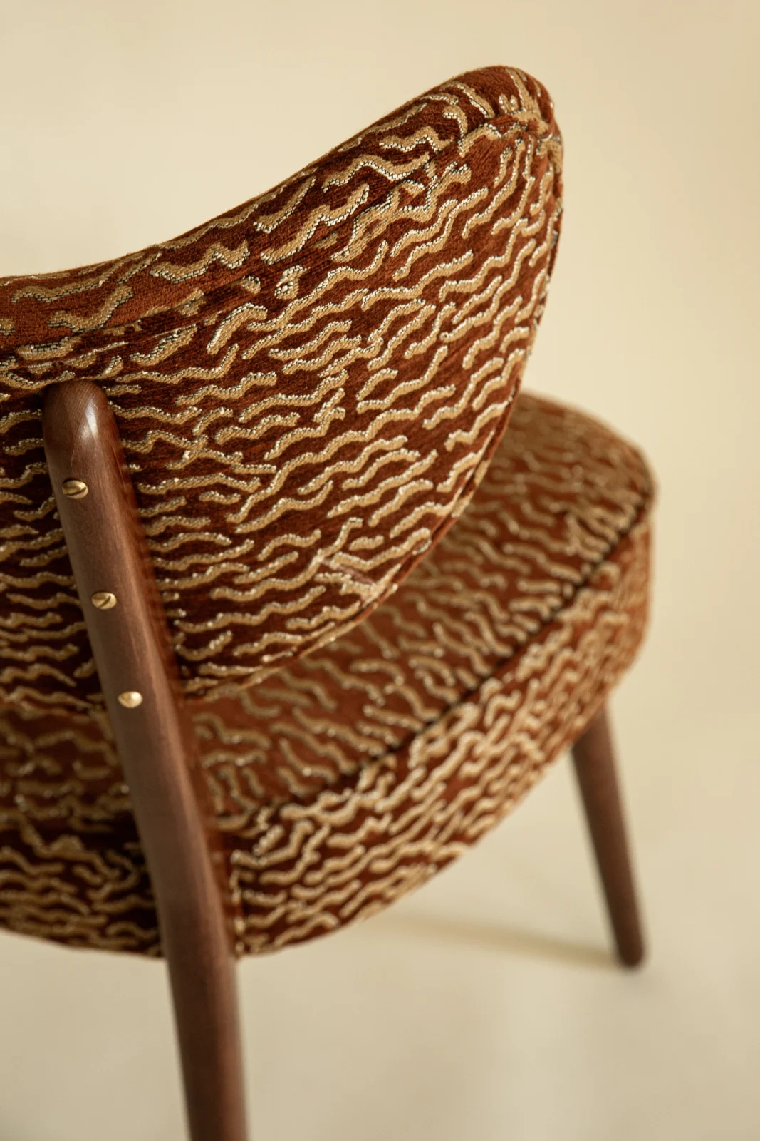 Dining Chair, Le Chant Des Dunes Pierre Frey, Walnut Wood, Vintola Studio — 4