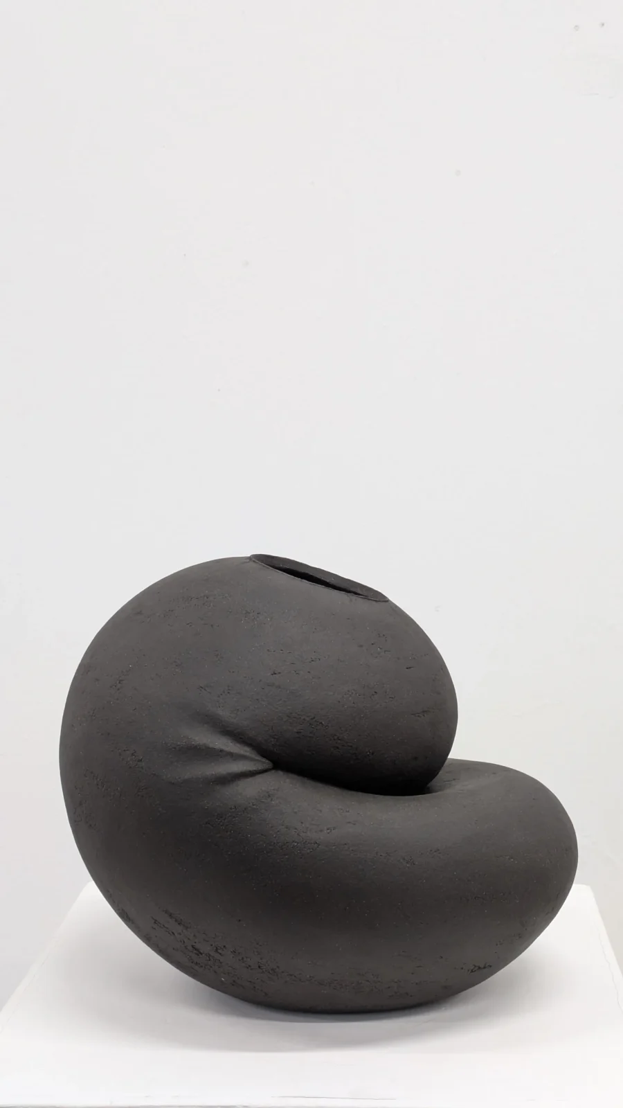 Inwards - Black Sculptural Ceramic Vessel — 3