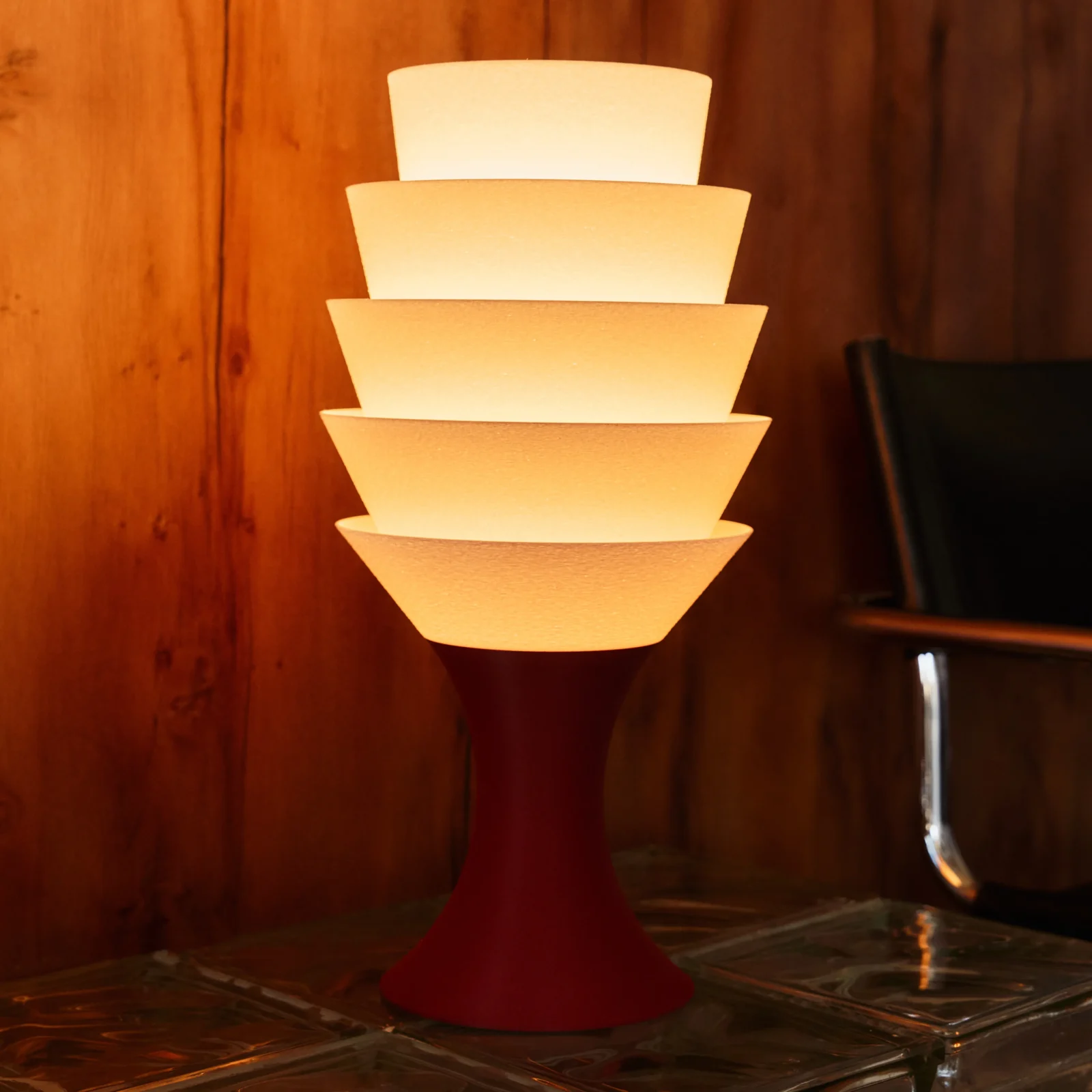Empilé Grande Table Lamp In Burgundy Red — 4