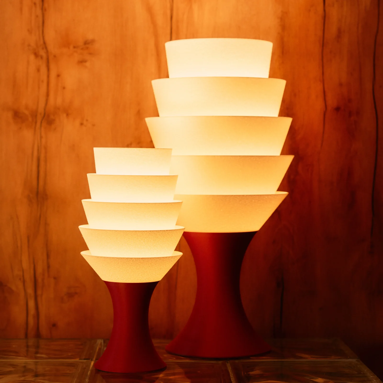 Empilé Grande Table Lamp In Burgundy Red — 6