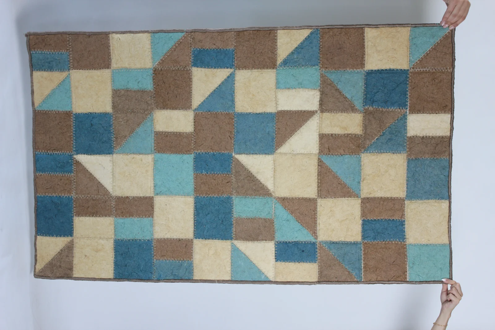 Made From Jordan geometric indigo rug by Twelve Degrees, styled