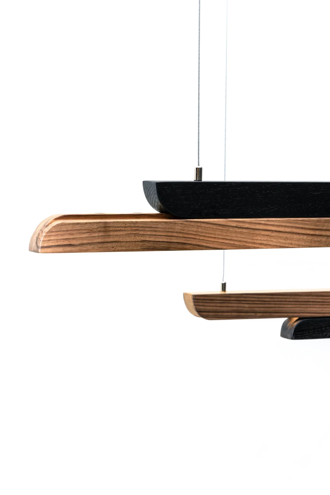 Moono Sliding Pendant Lamp in Wood and Metals — 15