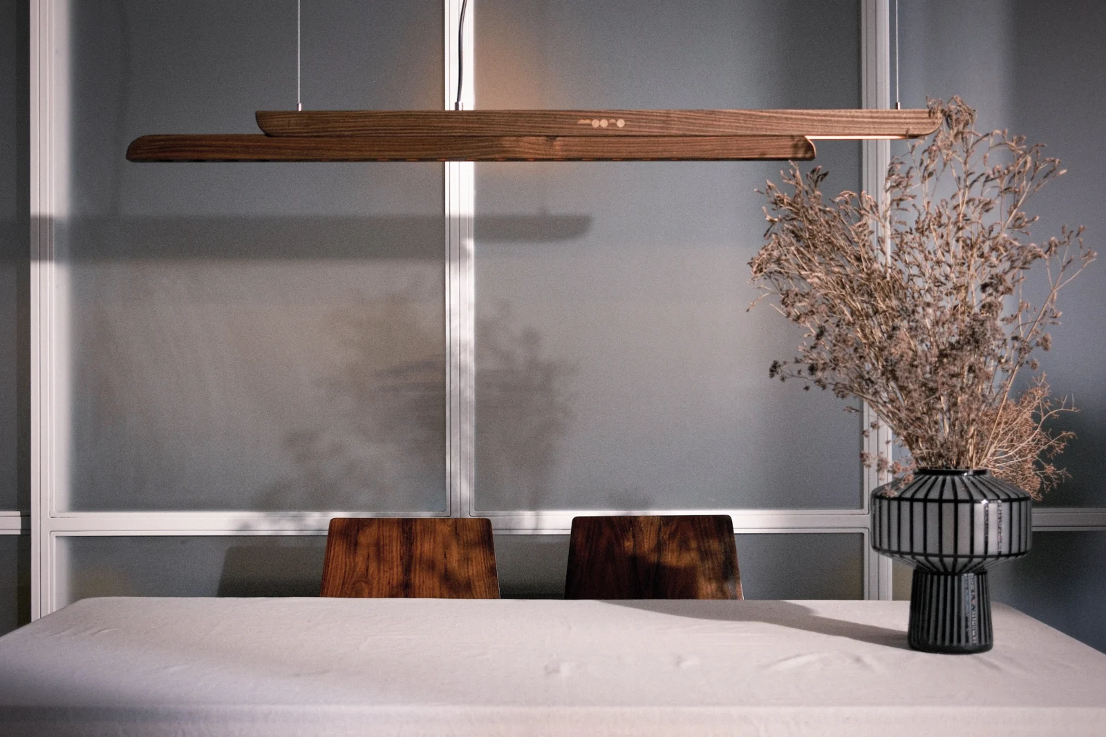 Moono Sliding Pendant Lamp in Wood and Metals — 3