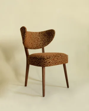 Dining Chair, Le Chant Des Dunes Pierre Frey, Walnut Wood, Vintola Studio