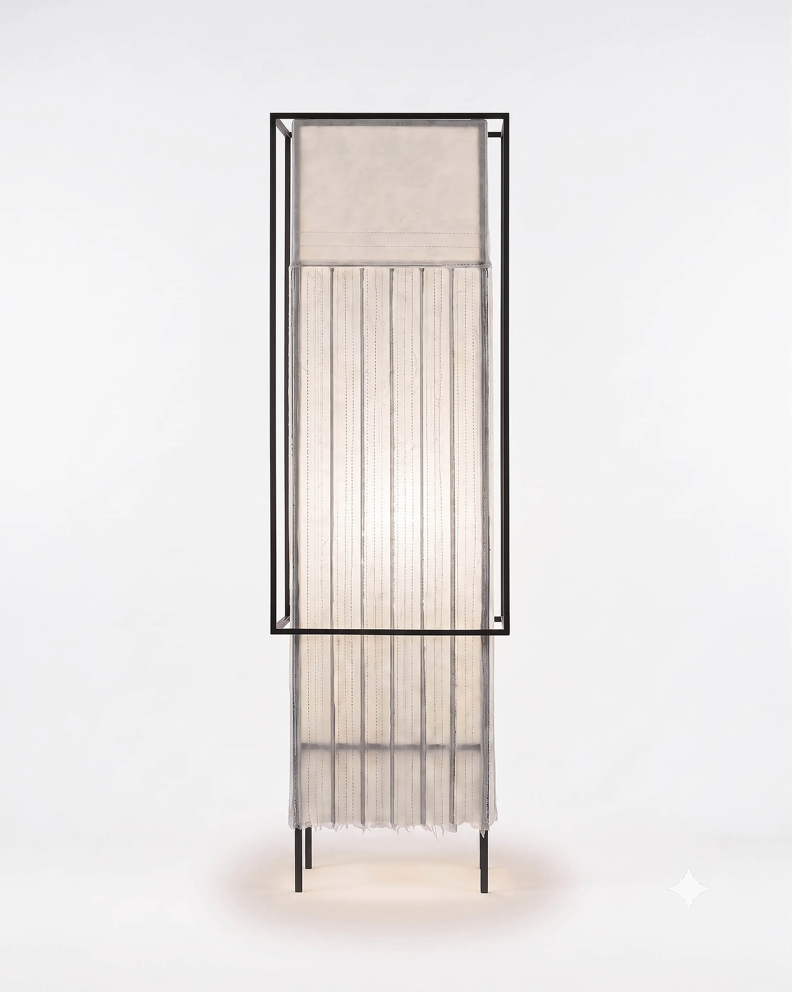 Biiit 001 table lamp with a pleated Korean Hanji mulberry paper shade and matte brass frame by mano design studio