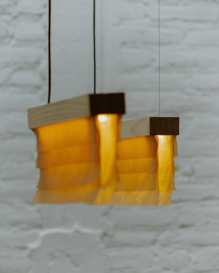 Cenit L Pendant Lamp in Ash Wood and Celium — 9