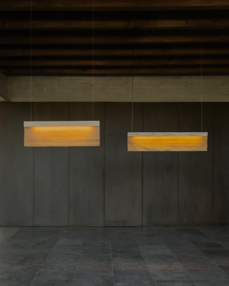 Cenit L Pendant Lamp in Ash Wood and Celium — 8