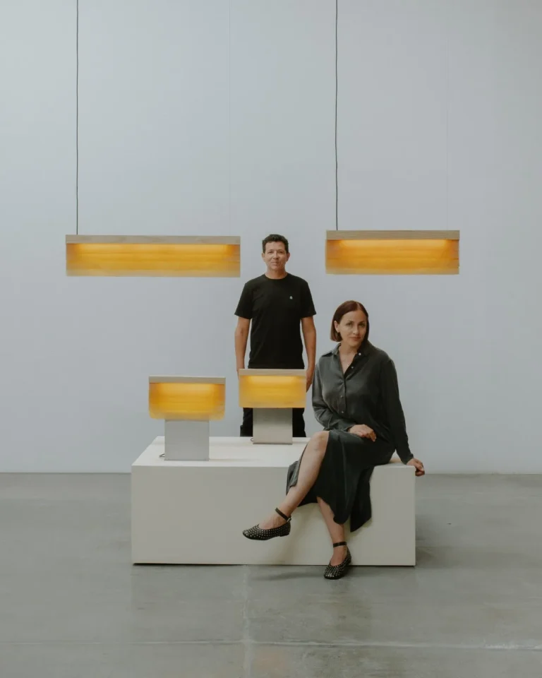Cenit L Pendant Lamp in Ash Wood and Celium — 3