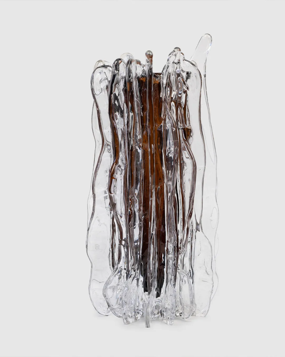 Mush brown two-tone glass vase