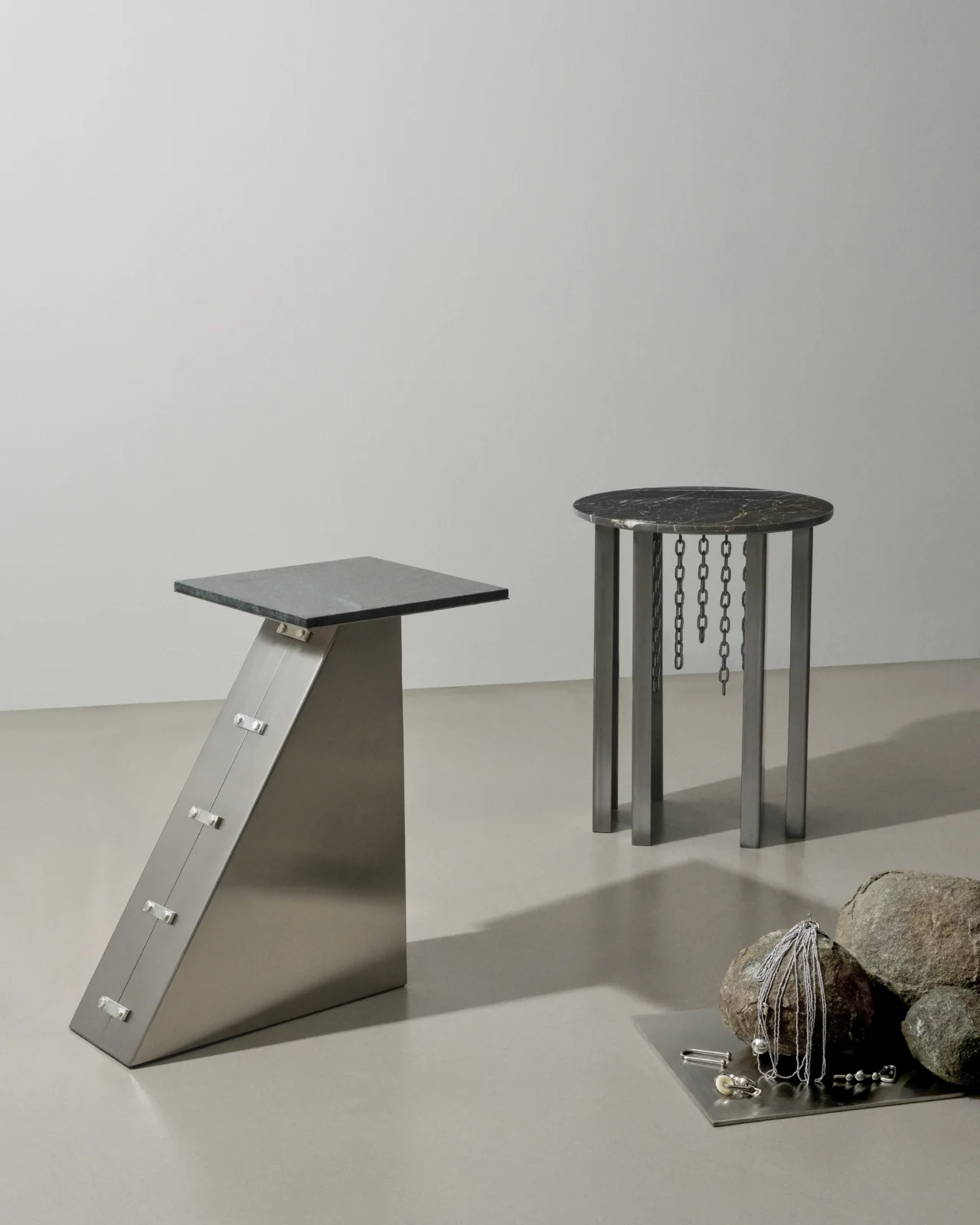 Cadena Side Table, Metal And Marble — 9