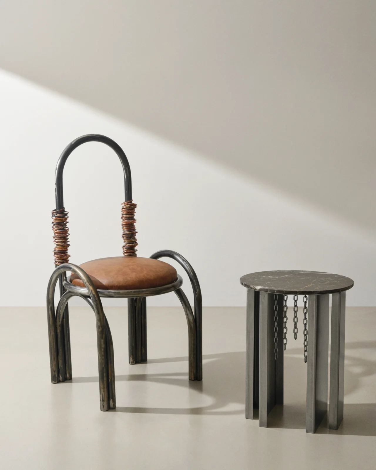 Cadena Side Table, Metal And Marble — 10