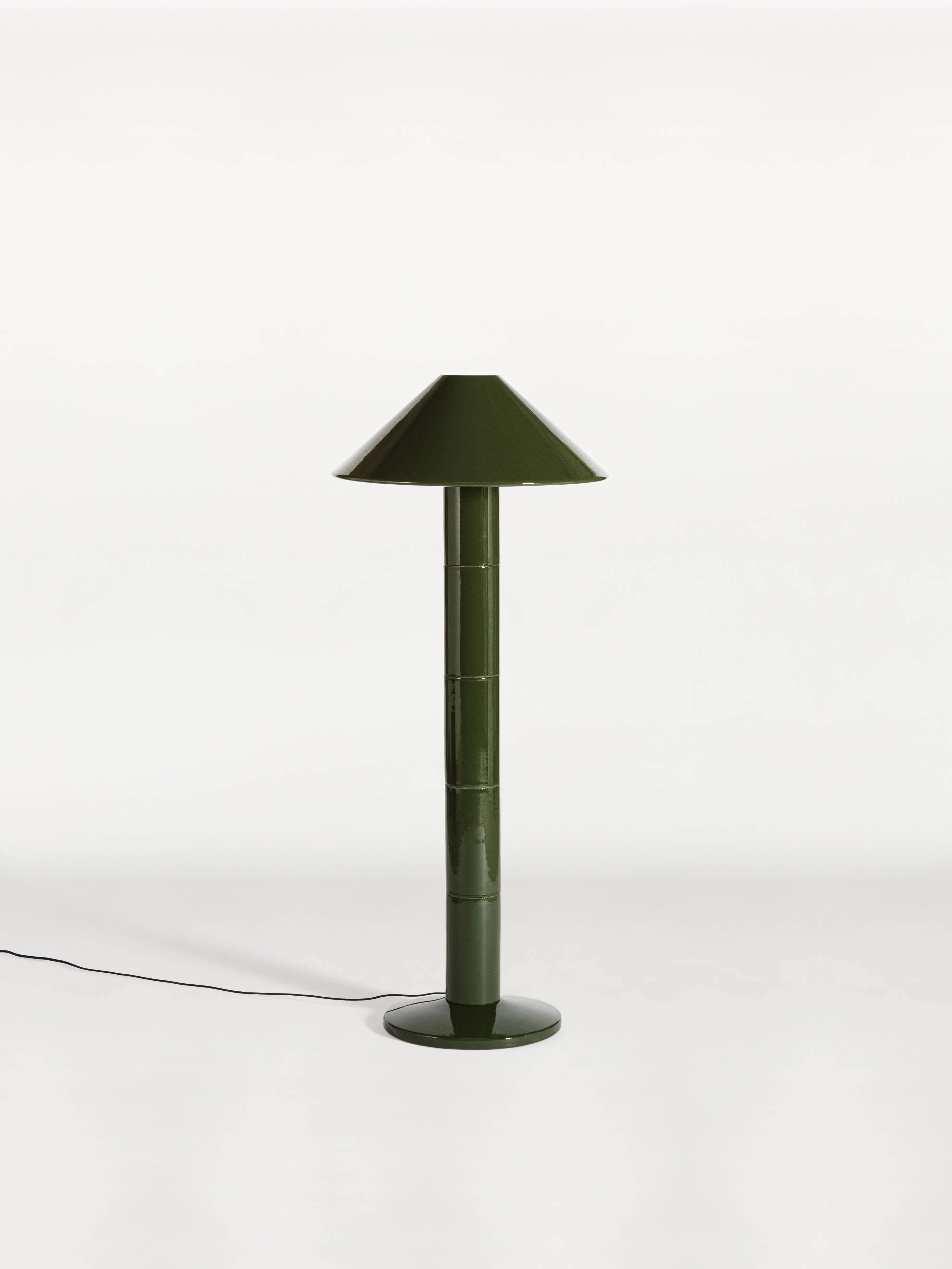 Arcy floor lamp assembled from enameled bricks fading from green to white by Mercoeur Edition
