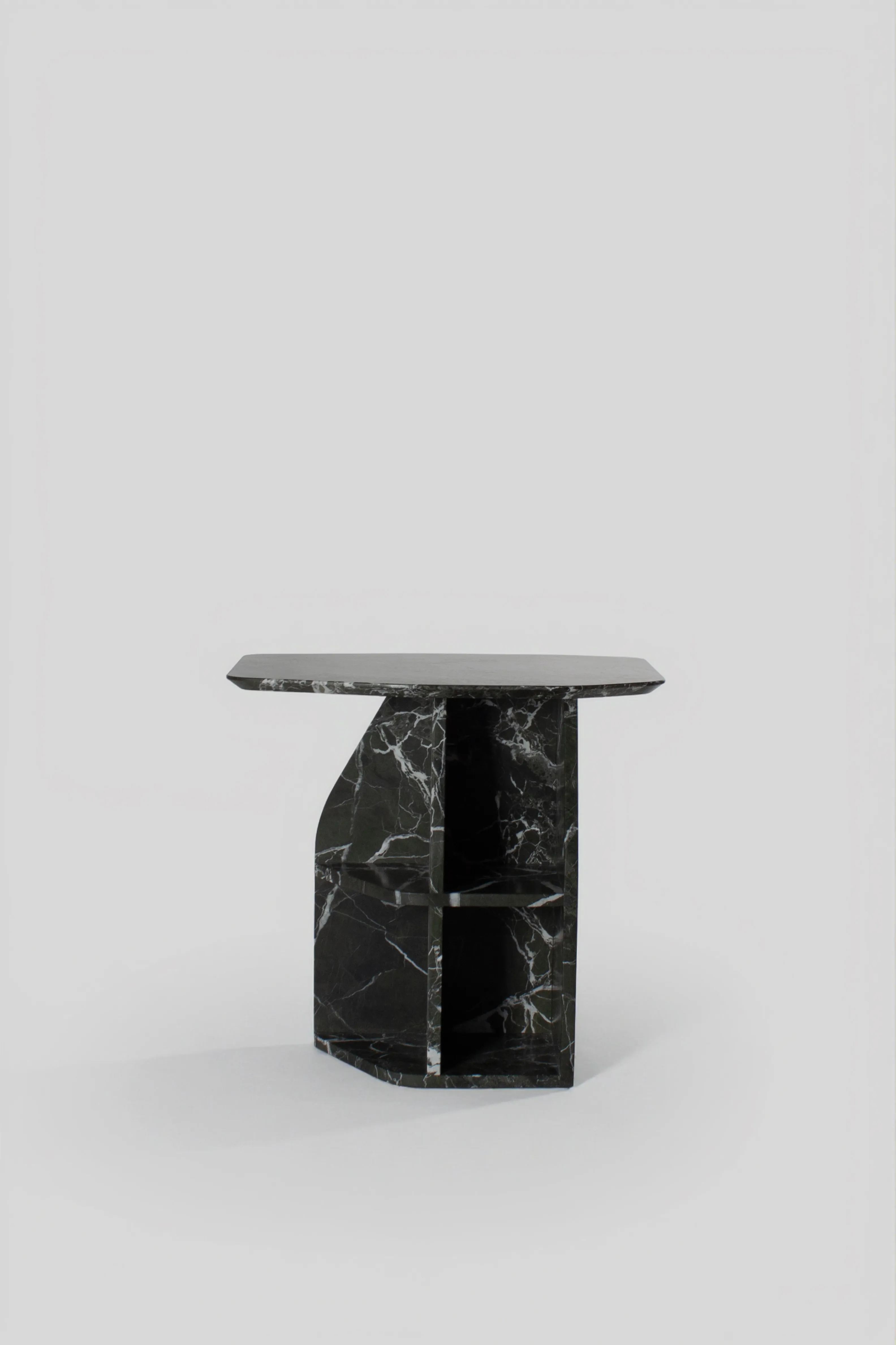 Matera hollowed green Verde Lepanto marble side table by Sébastien Kiefer for Mercoeur Edition