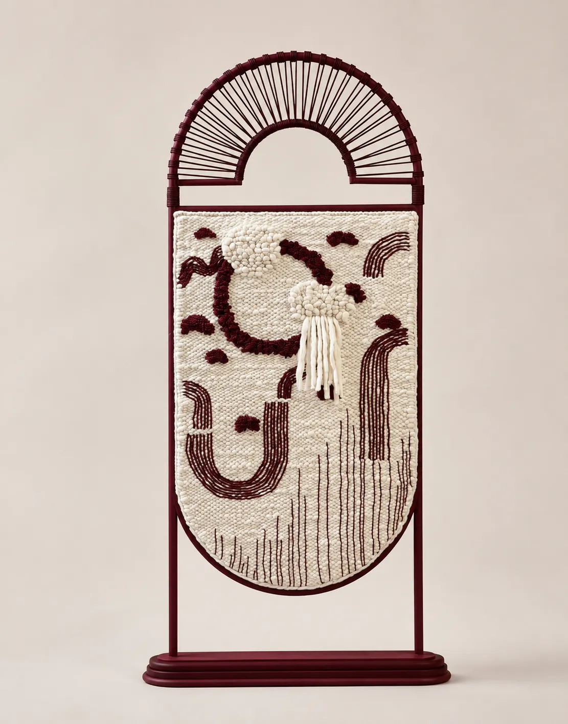 Wadi Screen with hand-woven wool panel, steel frame and Kiaat wood base by TheUrbanative