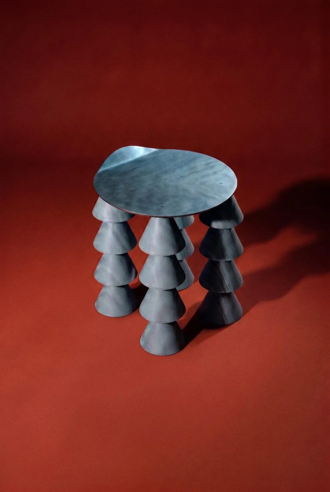 N1 Cena — Sky-blue Wood And Aluminum Stool — 5