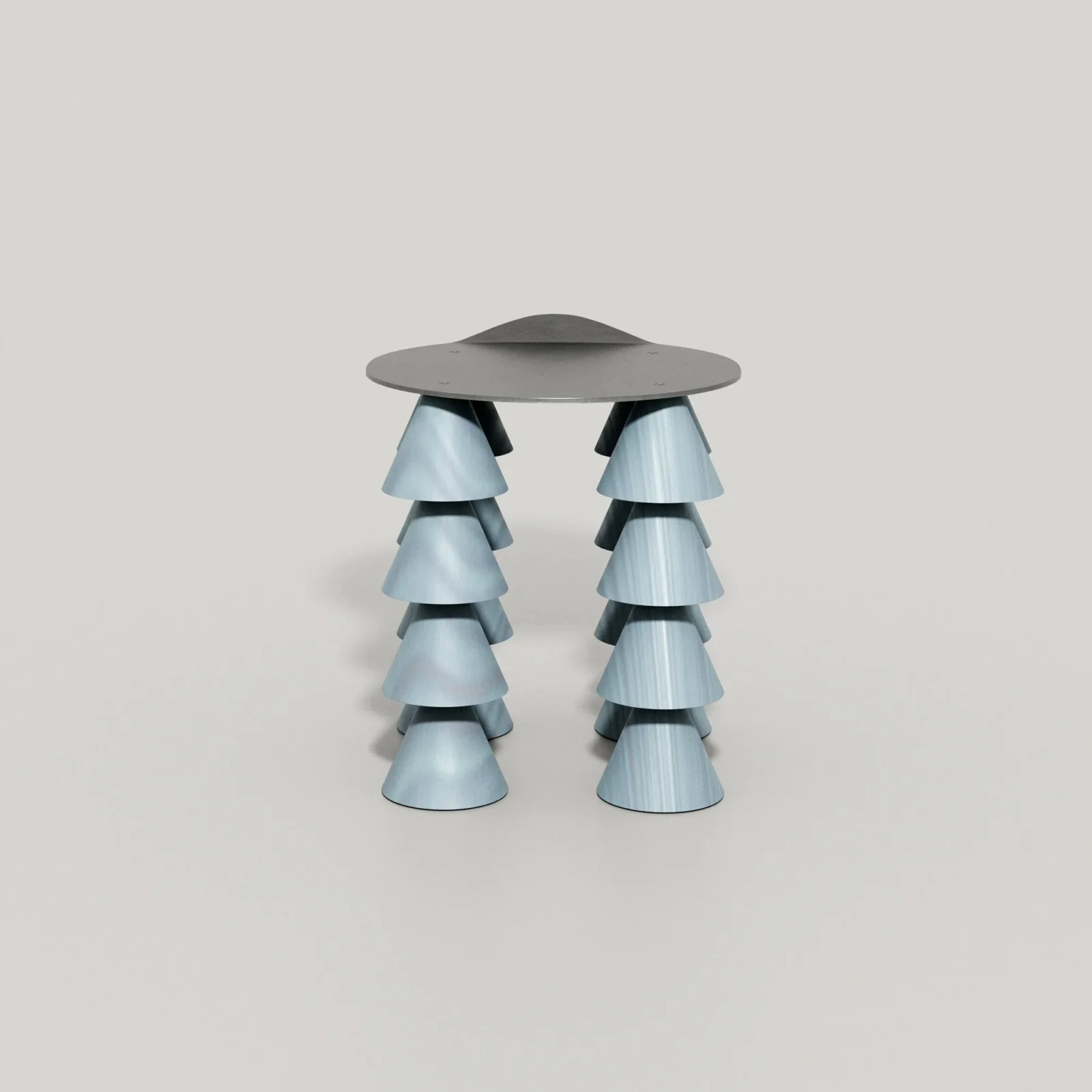 N1 Cena — Sky-blue Wood And Aluminum Stool — 2